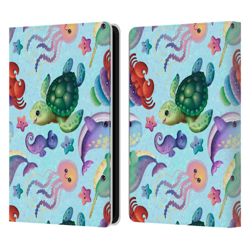 Carla Morrow Patterns Sea Life Leather Book Wallet Case Cover For Amazon Kindle Paperwhite 5 (2021)